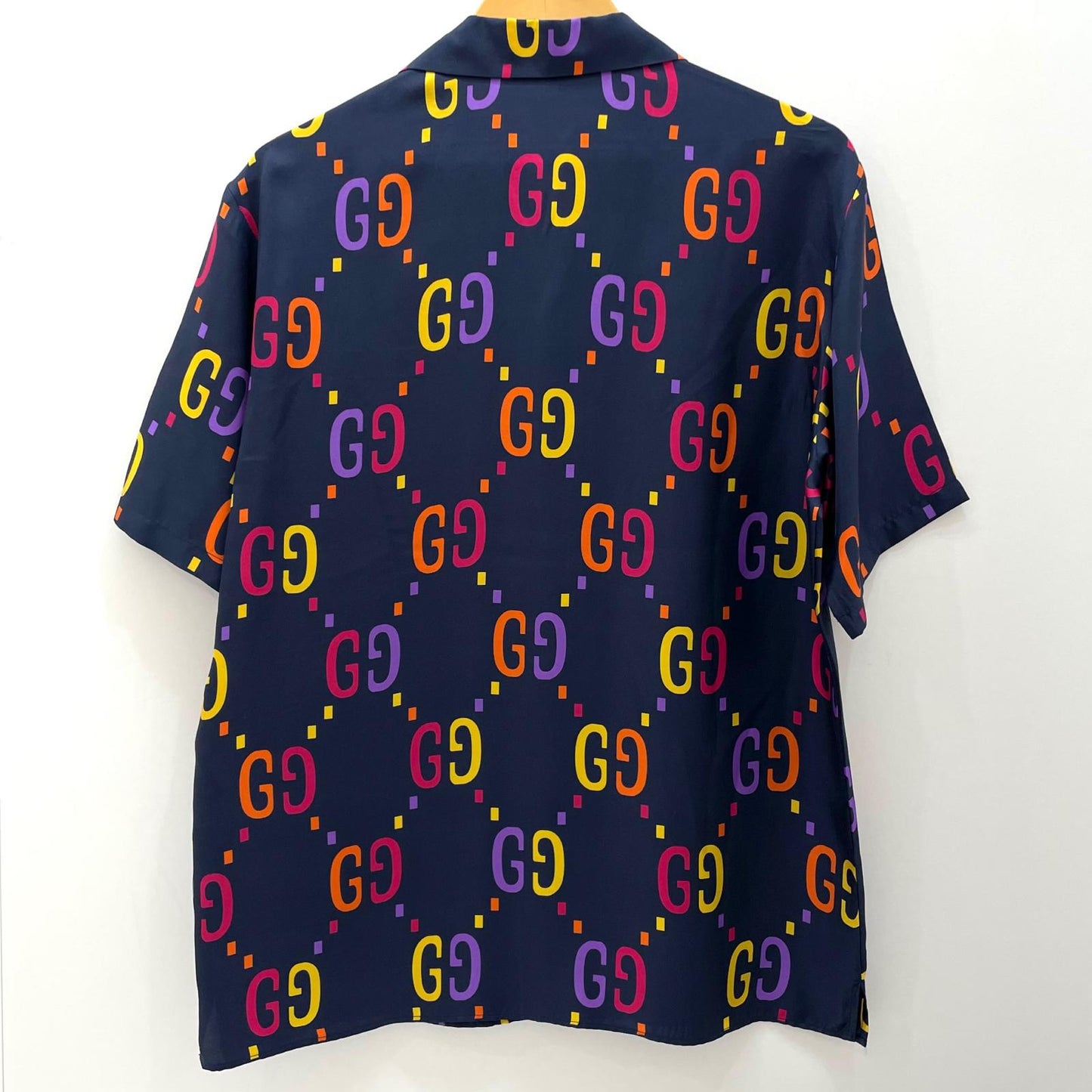 【中古】GUCCI | グッチ 半袖シャツ 694124 ZAJOZ ネイビー×マルチカラー サイズ：44【尾張小牧店】