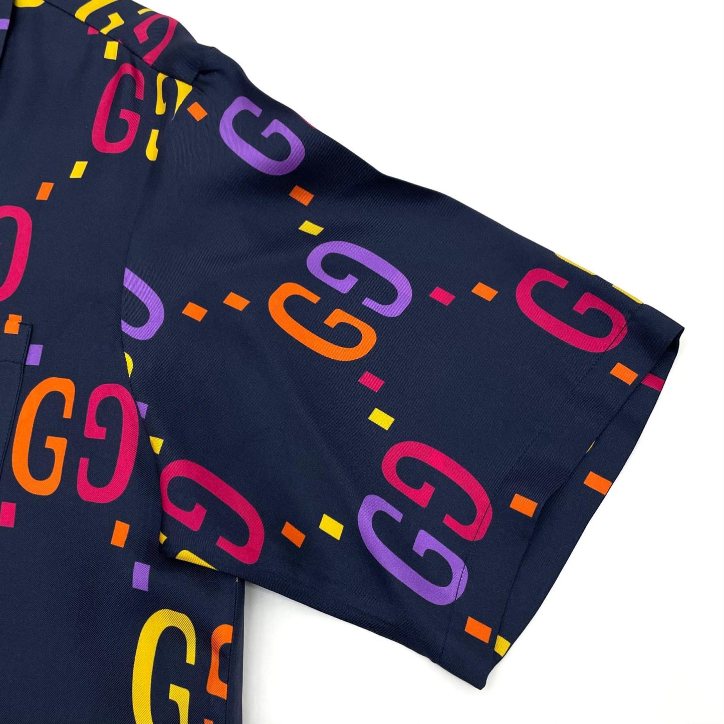 【中古】GUCCI | グッチ 半袖シャツ 694124 ZAJOZ ネイビー×マルチカラー サイズ：44【尾張小牧店】