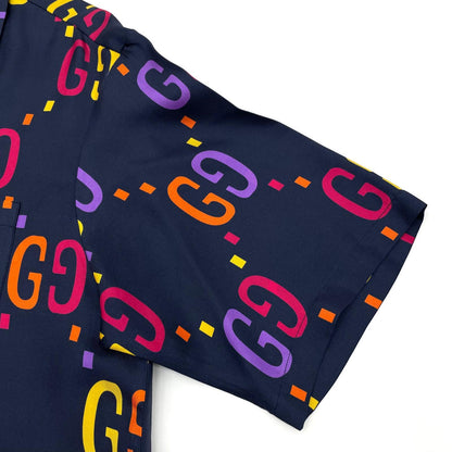 【中古】GUCCI | グッチ 半袖シャツ 694124 ZAJOZ ネイビー×マルチカラー サイズ：44【尾張小牧店】