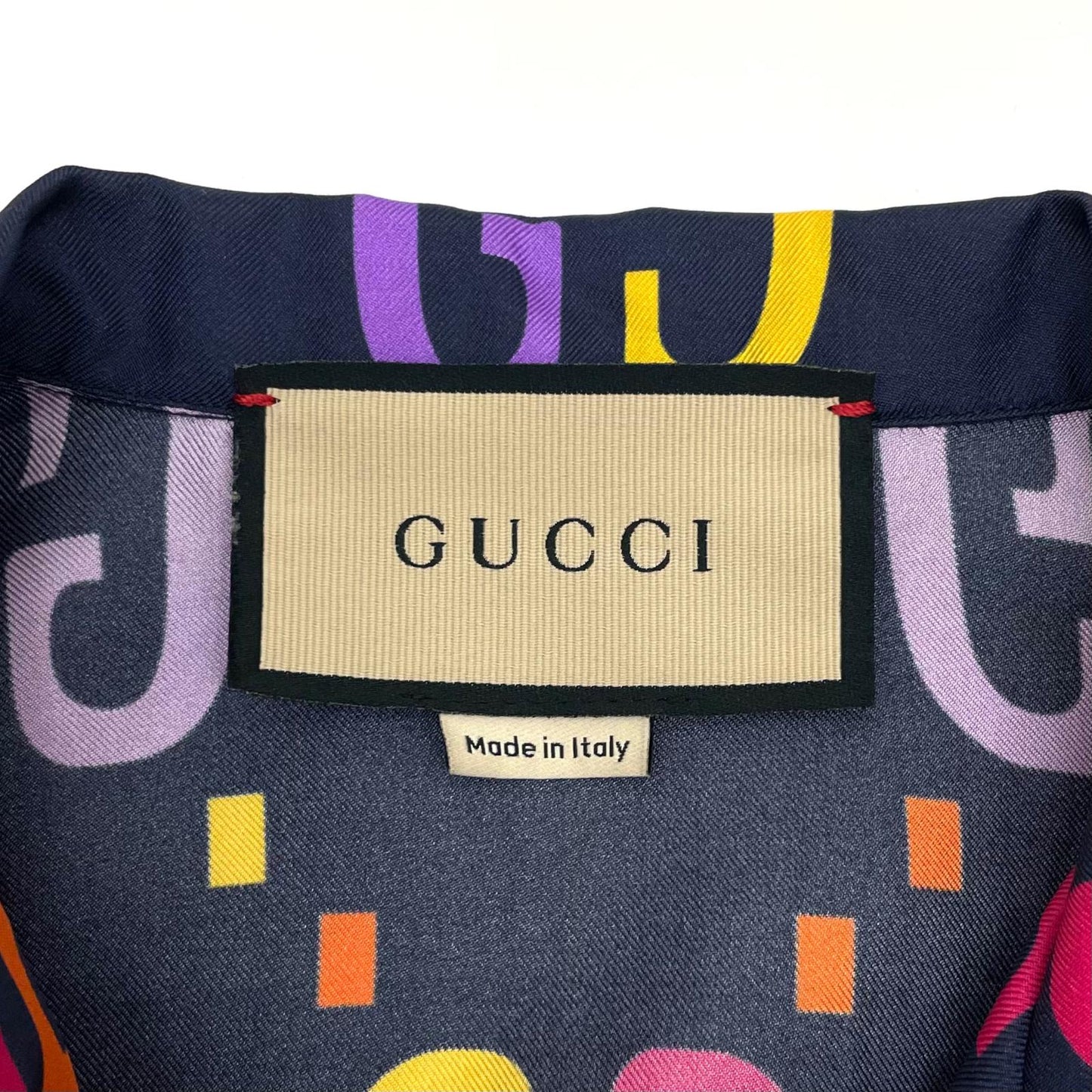 【中古】GUCCI | グッチ 半袖シャツ 694124 ZAJOZ ネイビー×マルチカラー サイズ：44【尾張小牧店】