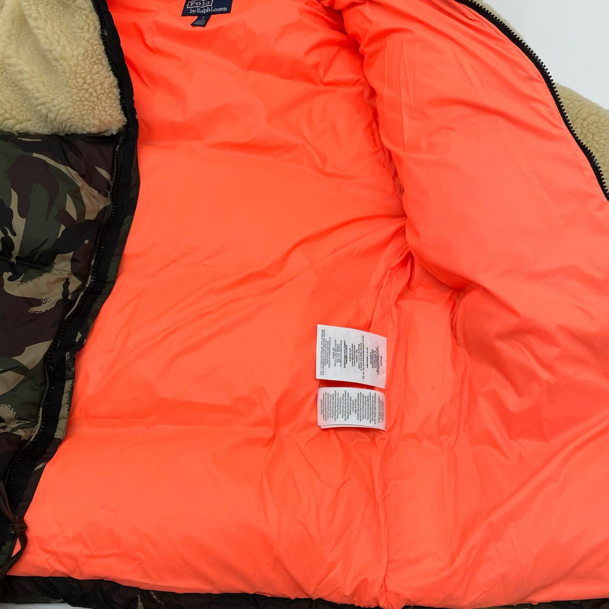 【中古】RALPH LAUREN | ラルフローレン Paneled Down Coat ダウンジャケット ベージュ×カモ柄 サイズ：S【尾張小牧店】