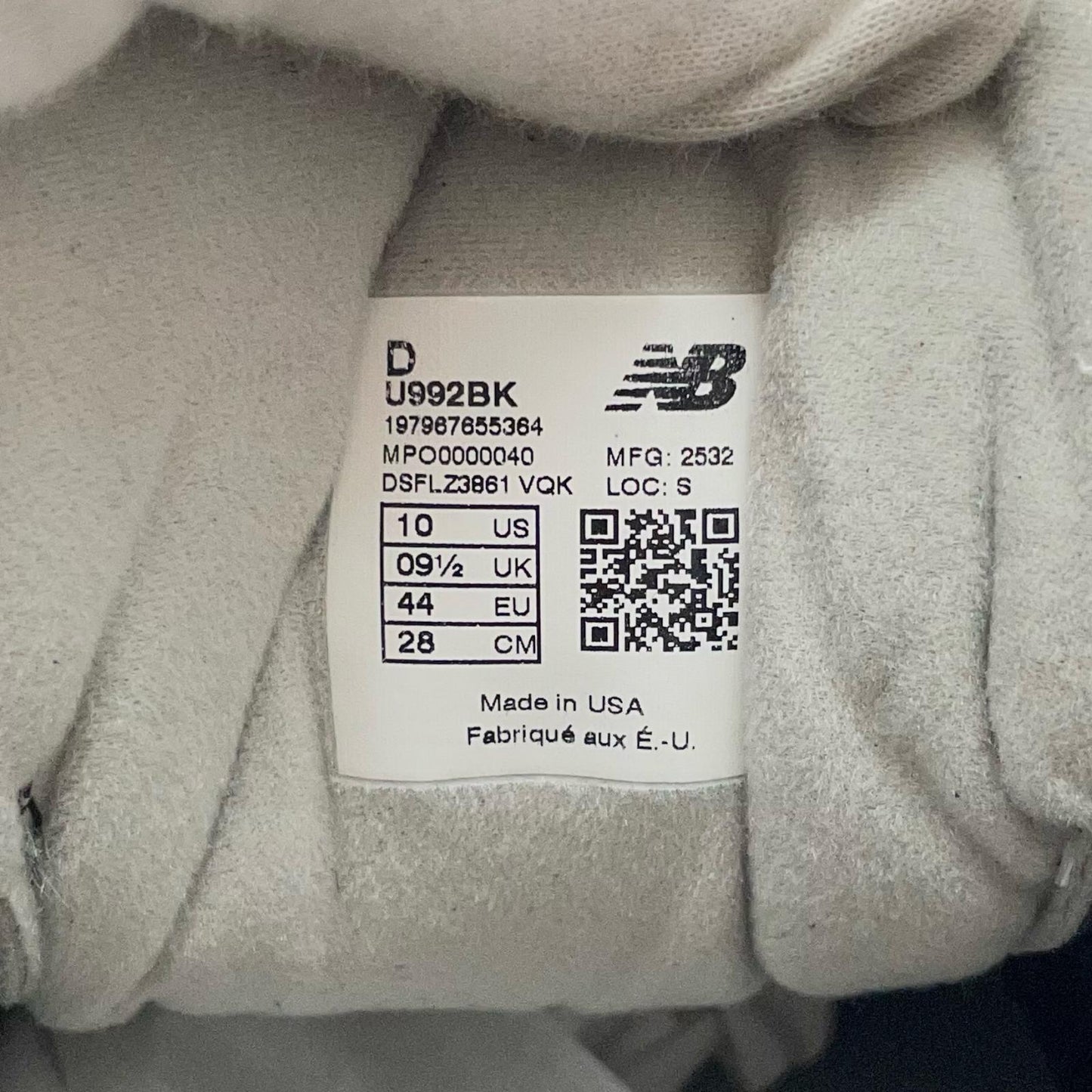 NEW BALANCE | ニューバランス U992BK スニーカー ブラック 28cm