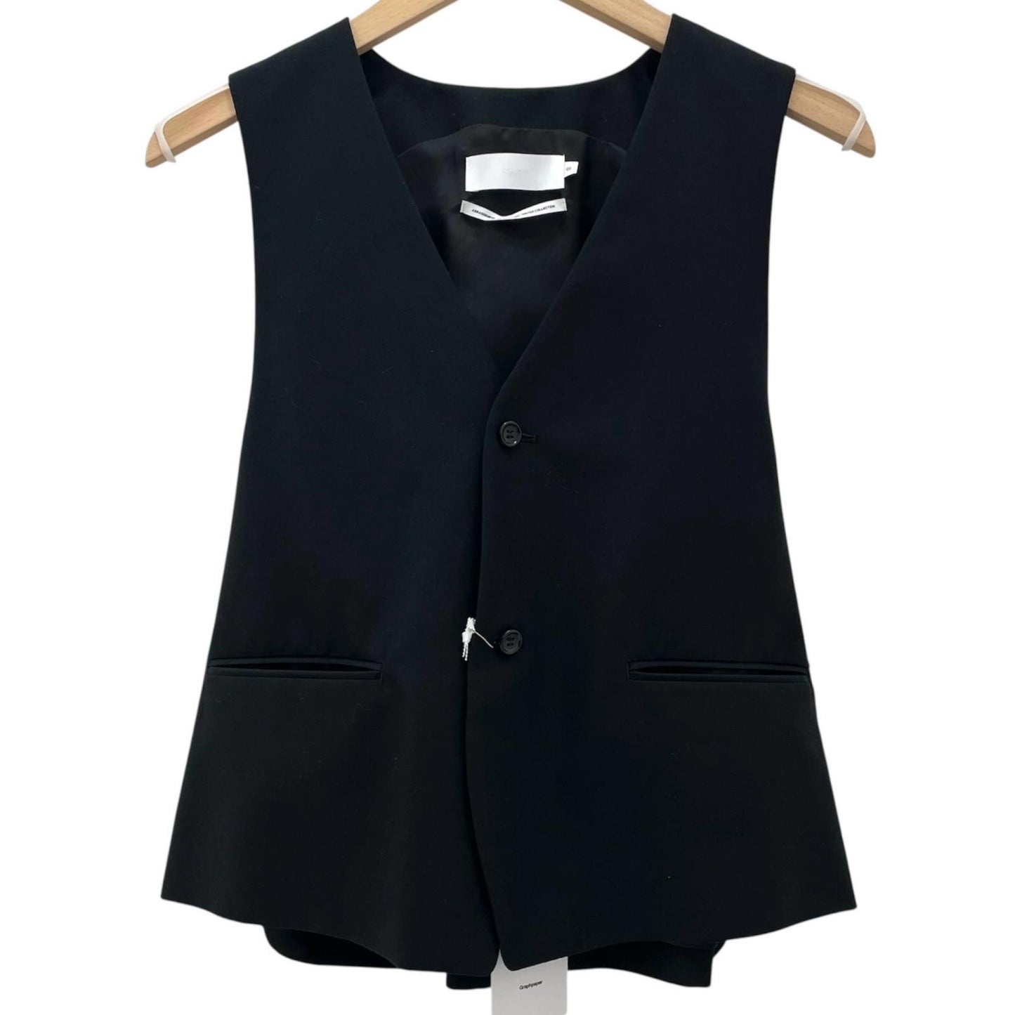 Graphpaper | グラフペーパー Cotton Cupro Back Satin Gilet ベスト GL253-30346 ブラック【尾張小牧店】