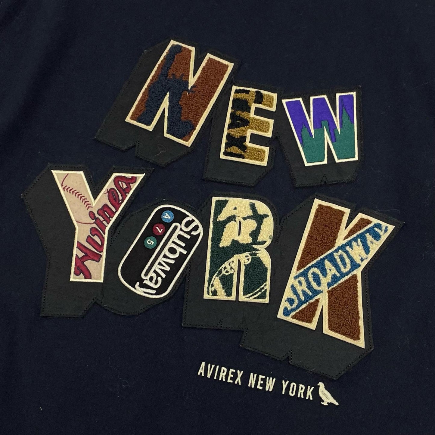 AVIREX | アヴィレックス NYC STADIUM JACKET スタジャン 783-3252047 ネイビー×ブラウン サイズ：XL【尾張小牧店】