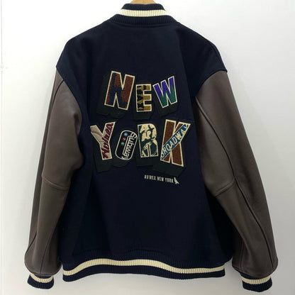 AVIREX | アヴィレックス NYC STADIUM JACKET スタジャン 783-3252047 ネイビー×ブラウン サイズ：XL【尾張小牧店】