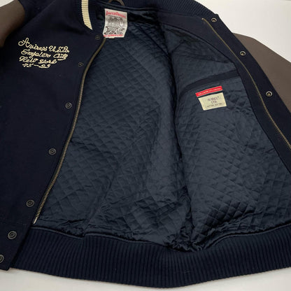 AVIREX | アヴィレックス NYC STADIUM JACKET スタジャン 783-3252047 ネイビー×ブラウン サイズ：XL【尾張小牧店】