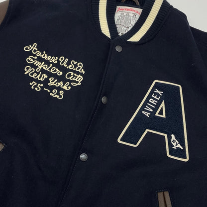 AVIREX | アヴィレックス NYC STADIUM JACKET スタジャン 783-3252047 ネイビー×ブラウン サイズ：XL【尾張小牧店】