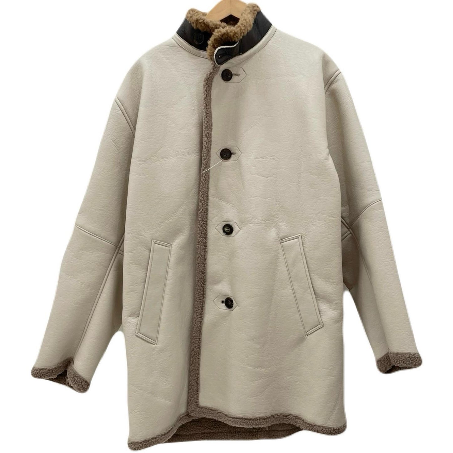 Standneck Mouton Coat レザー ES19C-01 ベージュ サイズ：3【尾張小牧店】