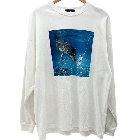 【中古】SAPEur | サプール　23AW Wolf Money L/S Tee 長袖Ｔシャツ ホワイト サイズ：XL【尾張小牧店】