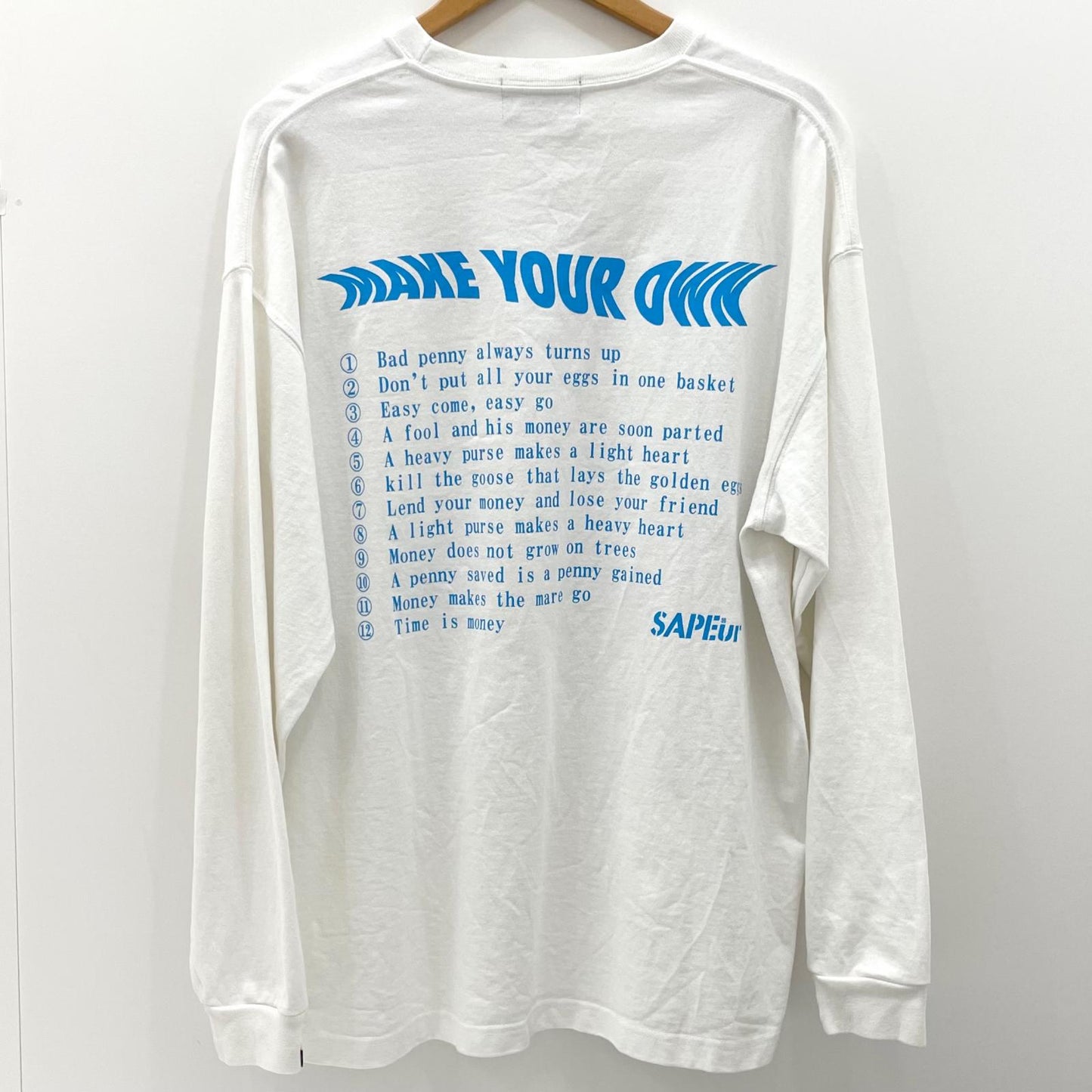 【中古】SAPEur | サプール　23AW Wolf Money L/S Tee 長袖Ｔシャツ ホワイト サイズ：XL【尾張小牧店】