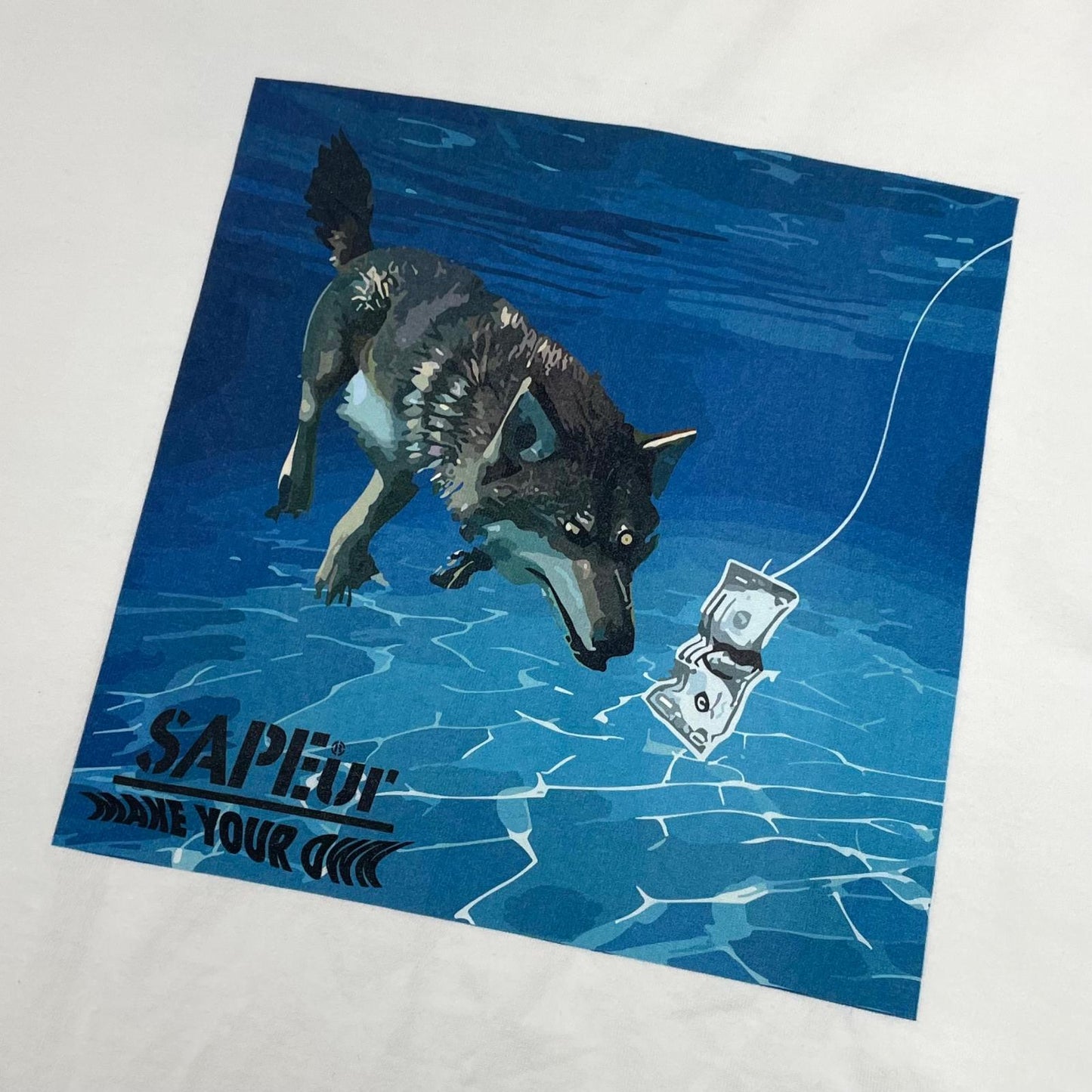 【中古】SAPEur | サプール　23AW Wolf Money L/S Tee 長袖Ｔシャツ ホワイト サイズ：XL【尾張小牧店】