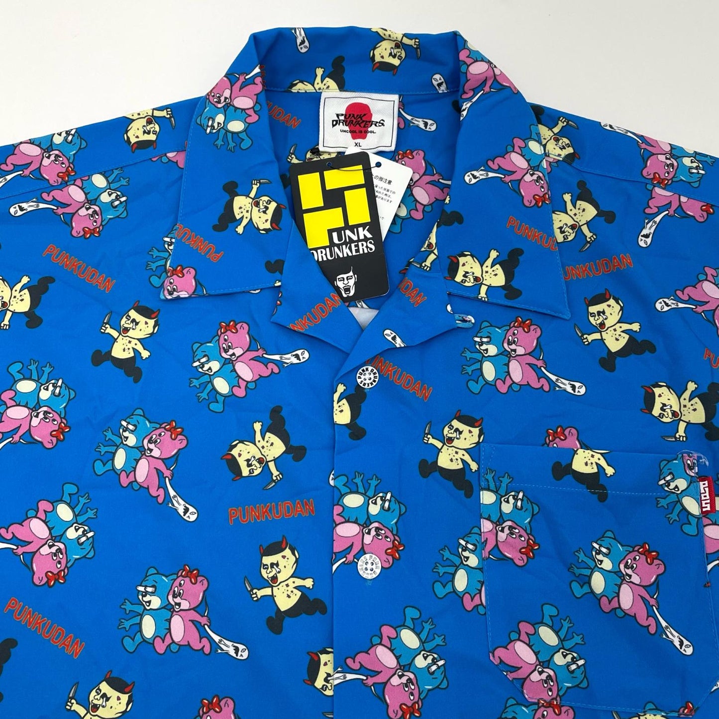 PUNKDRUNKERS | パンクドランカーズ 総柄ベアシャツ 半袖シャツ PDS-20055 ブルー×マルチカラー サイズ：XL【尾張小牧店】
