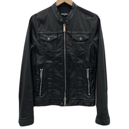 【中古】DSQUARED2 | ディースクエアード Coated Jeans Slim bomber jacket レザージャケット S74AM0567 ブラック サイズ：46【尾張小牧店】