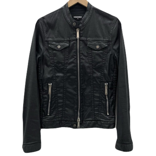 【中古】DSQUARED2 | ディースクエアード Coated Jeans Slim bomber jacket レザージャケット S74AM0567 ブラック サイズ：46【尾張小牧店】