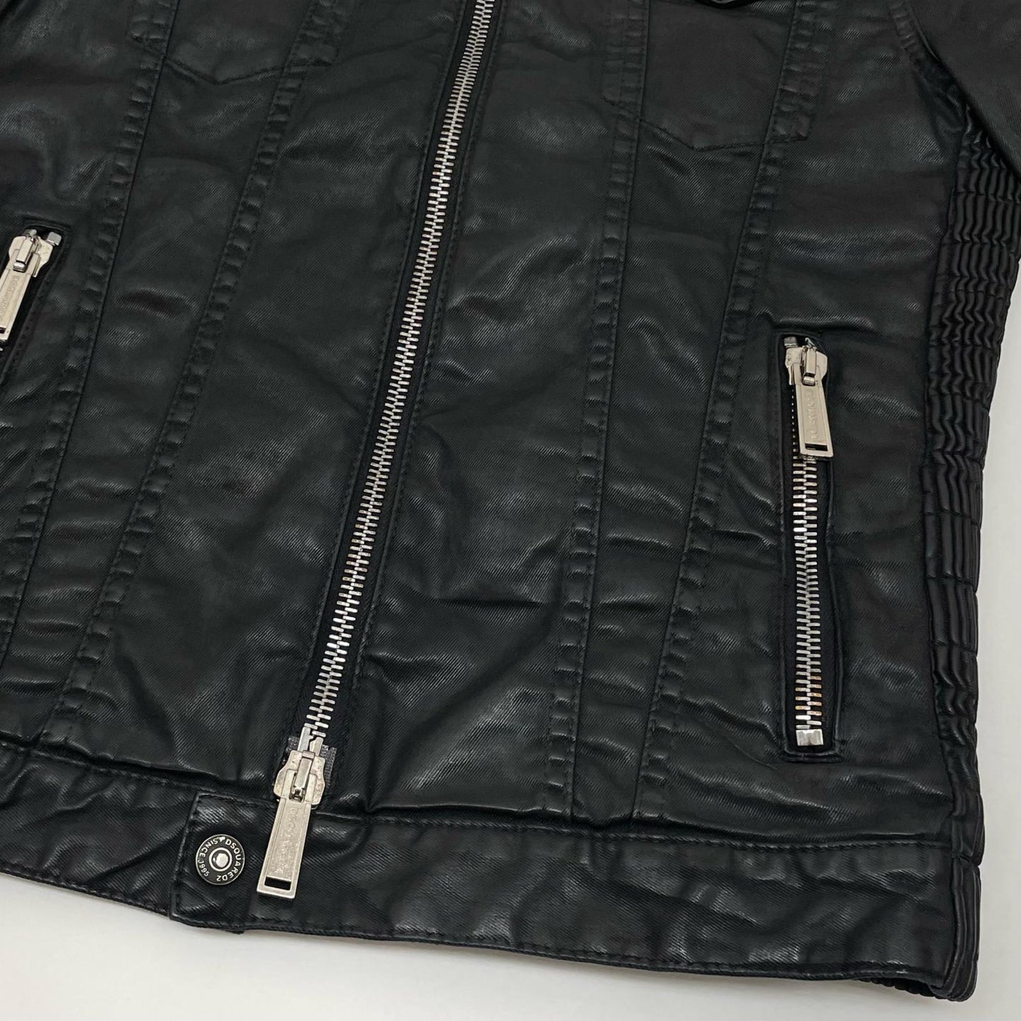 【中古】DSQUARED2 | ディースクエアード Coated Jeans Slim bomber jacket レザージャケット S74AM0567 ブラック サイズ：46【尾張小牧店】