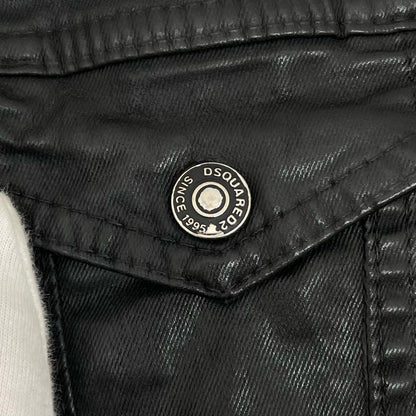 【中古】DSQUARED2 | ディースクエアード Coated Jeans Slim bomber jacket レザージャケット S74AM0567 ブラック サイズ：46【尾張小牧店】