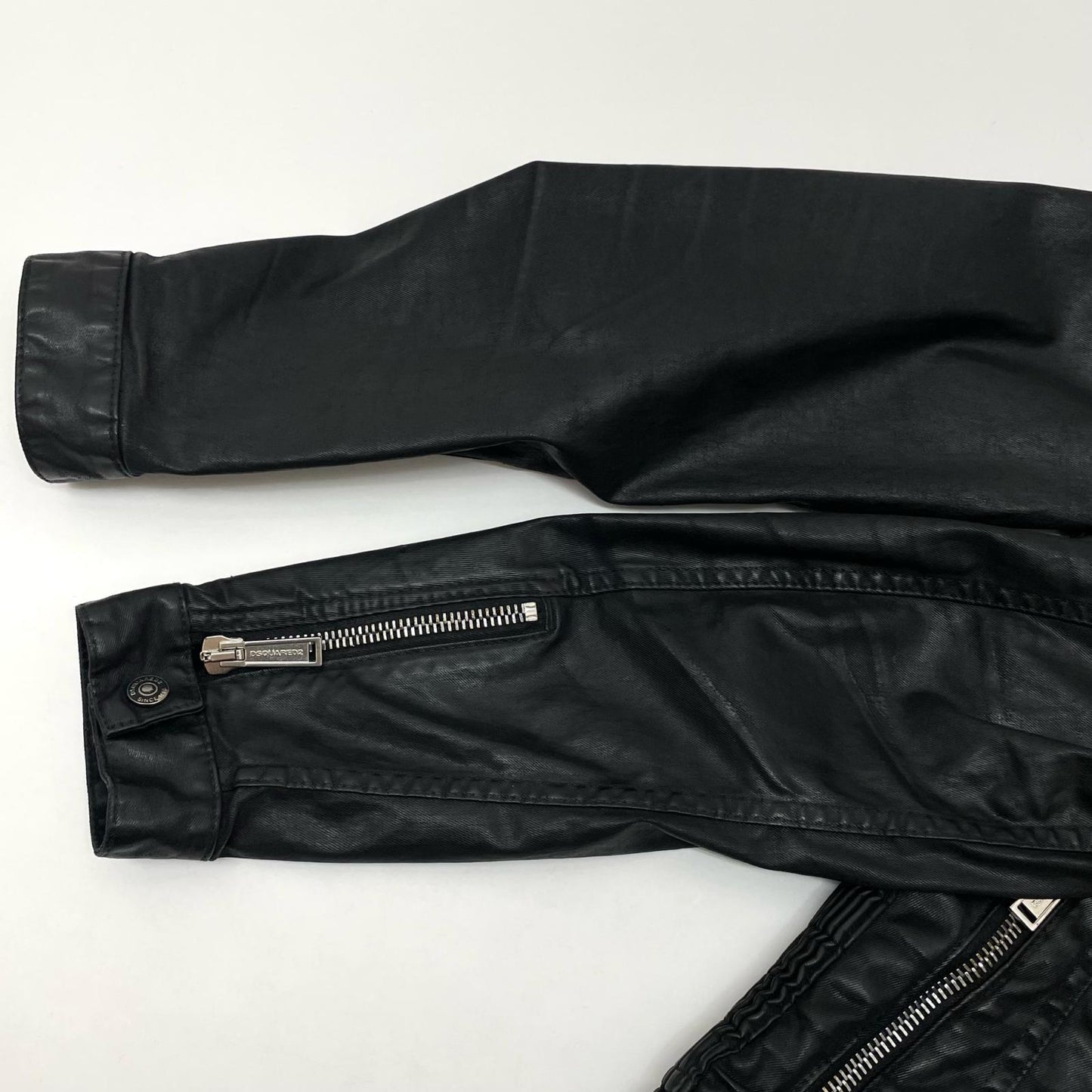 【中古】DSQUARED2 | ディースクエアード Coated Jeans Slim bomber jacket レザージャケット S74AM0567 ブラック サイズ：46【尾張小牧店】