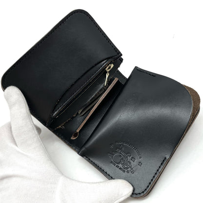 革蛸 | カワタコ 台形ショートワレットTYPE-H 蛸墨 二つ折り財布 ブラック【尾張小牧店】