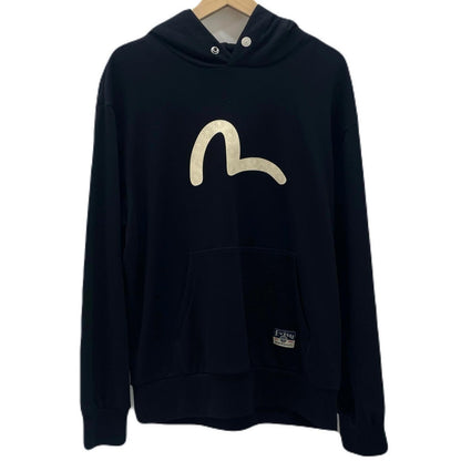 【中古】EVISU | エヴィス カモメプリント リラックスフィット フーディー 長袖パーカー ブラック サイズ：L【尾張小牧店】