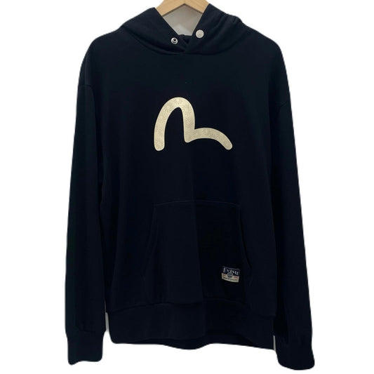 【中古】EVISU | エヴィス カモメプリント リラックスフィット フーディー 長袖パーカー ブラック サイズ：L【尾張小牧店】