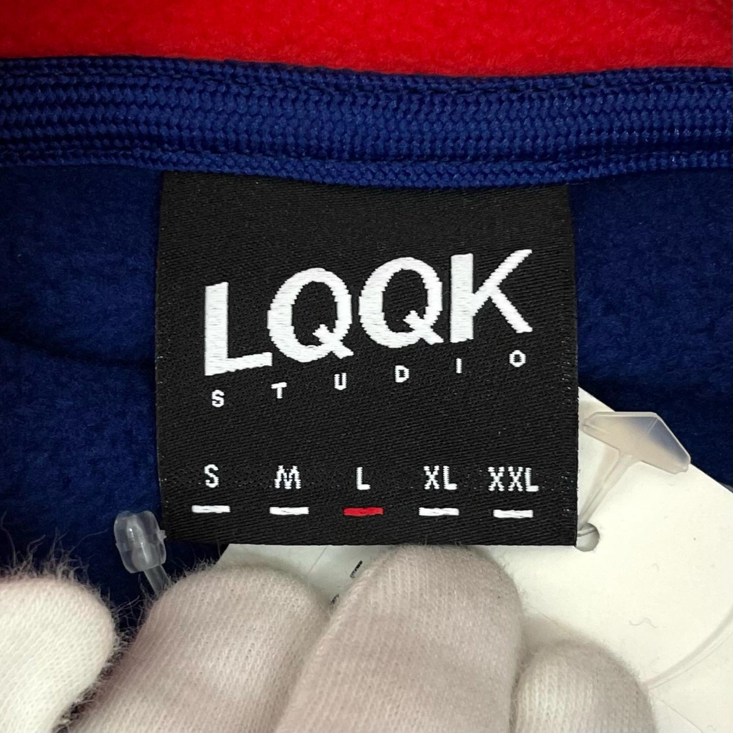 LQQK STUDIO | ルックスタジオ FLEECE HOODIE パーカー LQA25FH06 ブルー×レッド サイズ：L【尾張小牧店】