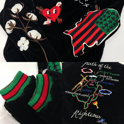 【中古】SAINT MICHAEL×DENIM TEARS | セントマイケル×デニムティアーズ　22SS TEARS RVRSBL SUKAJYAN スーベニアジャケット リバーシブルスカジャンSM-S22-0000-059 グリーン×ブラック サイズ：L【尾張小牧店】