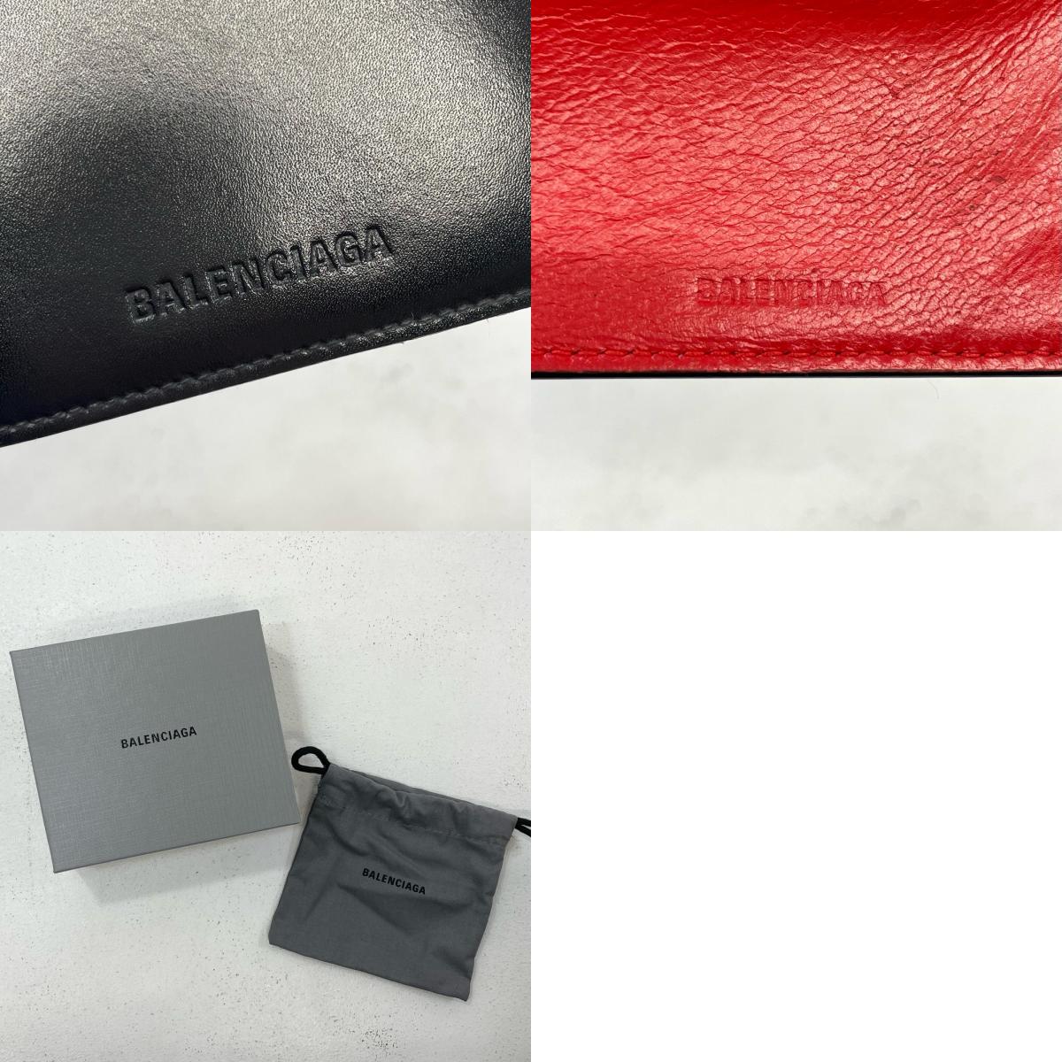 BALENCIAGA | バレンシアガ 三つ折り財布 ブラック×レッド【尾張小牧店】