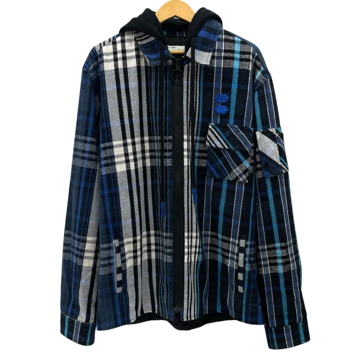 【中古】OFF-WHITE | オフホワイト チェック柄シャツジャケット OMGA061E19E23002 ブルー×ブラック サイズ：L【尾張小牧店】