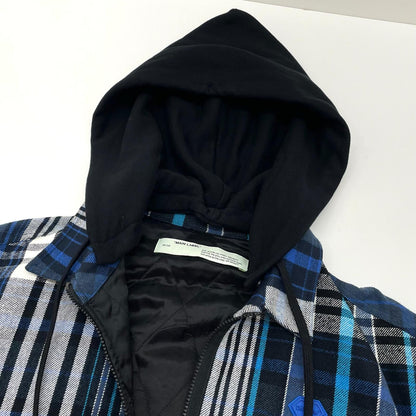 【中古】OFF-WHITE | オフホワイト チェック柄シャツジャケット OMGA061E19E23002 ブルー×ブラック サイズ：L【尾張小牧店】