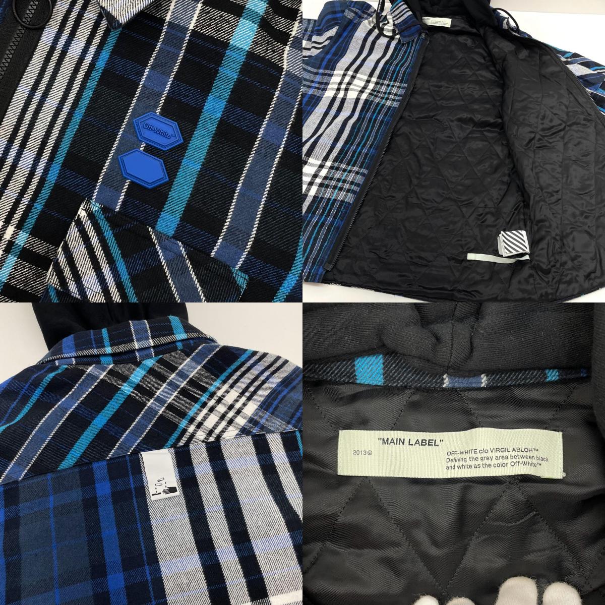 【中古】OFF-WHITE | オフホワイト チェック柄シャツジャケット OMGA061E19E23002 ブルー×ブラック サイズ：L【尾張小牧店】