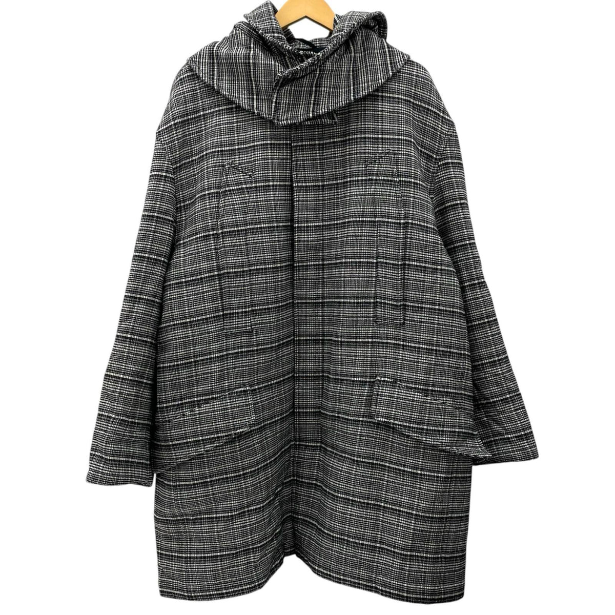 【中古】RAF SIMONS | ラフシモンズ　18AW PADDED PARKA COAT フード付きチェック柄コート 712-25002 ブラック×ホワイト サイズ：46【尾張小牧店】