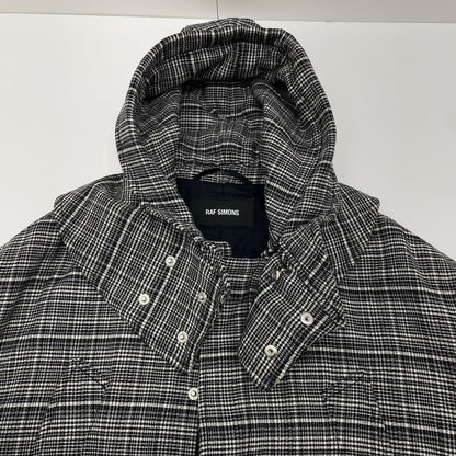 【中古】RAF SIMONS | ラフシモンズ　18AW PADDED PARKA COAT フード付きチェック柄コート 712-25002 ブラック×ホワイト サイズ：46【尾張小牧店】