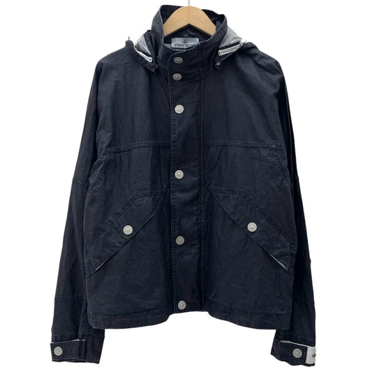 【中古】STONE ISLAND | ストーンアイランド MARINA_RAW PLATED LINEN フード付きブルゾン ジャケット　ネイビー サイズ：M【尾張小牧店】