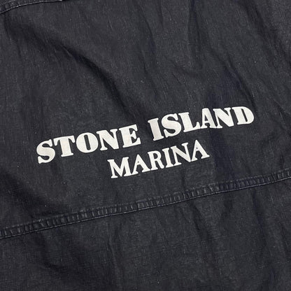 【中古】STONE ISLAND | ストーンアイランド MARINA_RAW PLATED LINEN フード付きブルゾン ジャケット　ネイビー サイズ：M【尾張小牧店】