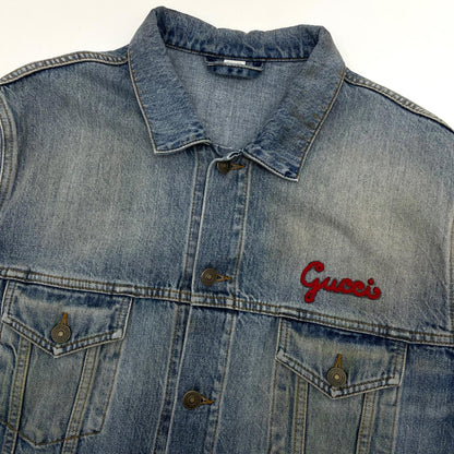 【中古】GUCCI | グッチ Cat Logo Embroidered Denim Jacket Denim デニムジャケット 631186 XDBGS ブルー サイズ：50【尾張小牧店】
