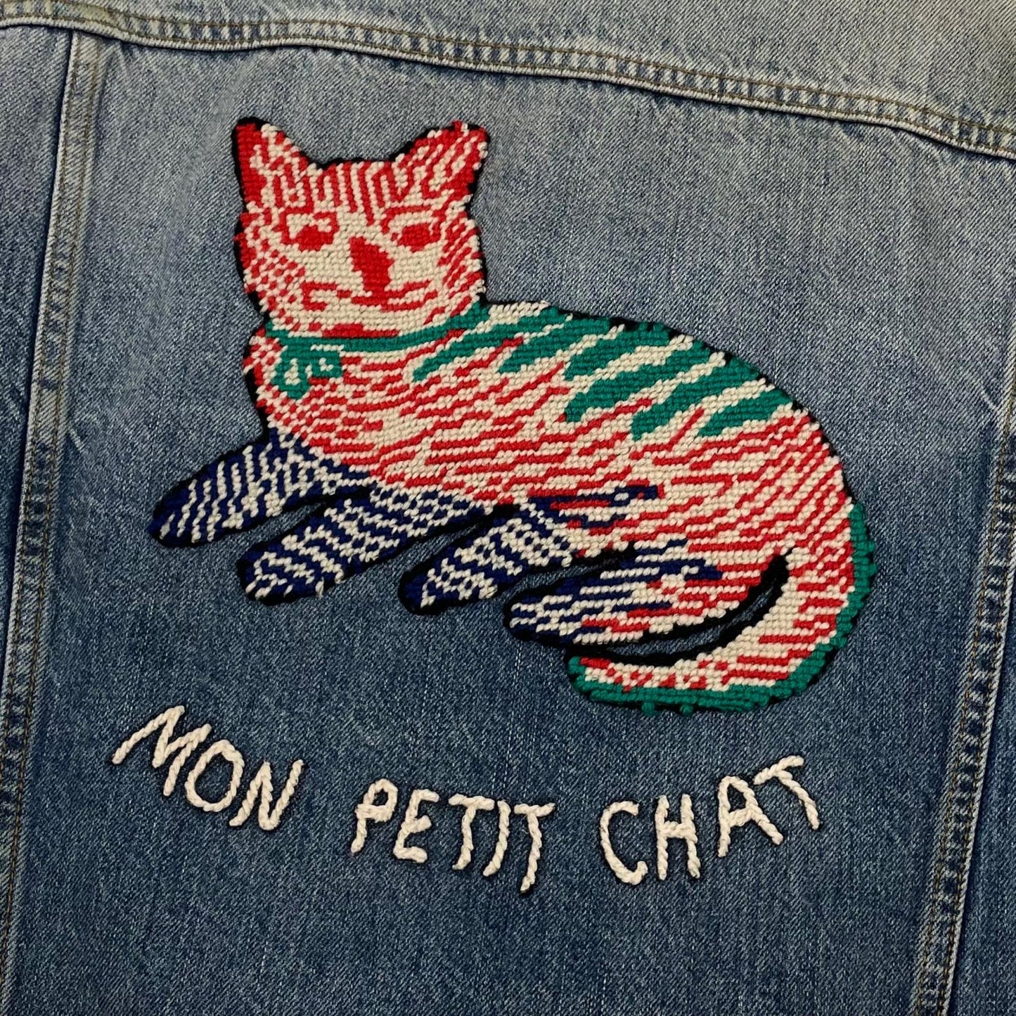 【中古】GUCCI | グッチ Cat Logo Embroidered Denim Jacket Denim デニムジャケット 631186 XDBGS ブルー サイズ：50【尾張小牧店】