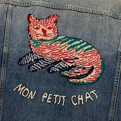 【中古】GUCCI | グッチ Cat Logo Embroidered Denim Jacket Denim デニムジャケット 631186 XDBGS ブルー サイズ：50【尾張小牧店】