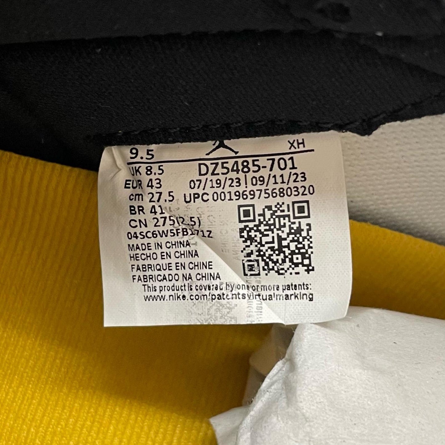 NIKE | ナイキ Air Jordan 1 Retro High OG スニーカー DZ5485-701 イエロー×ブラック×ホワイト 27.5cm【尾張小牧店】