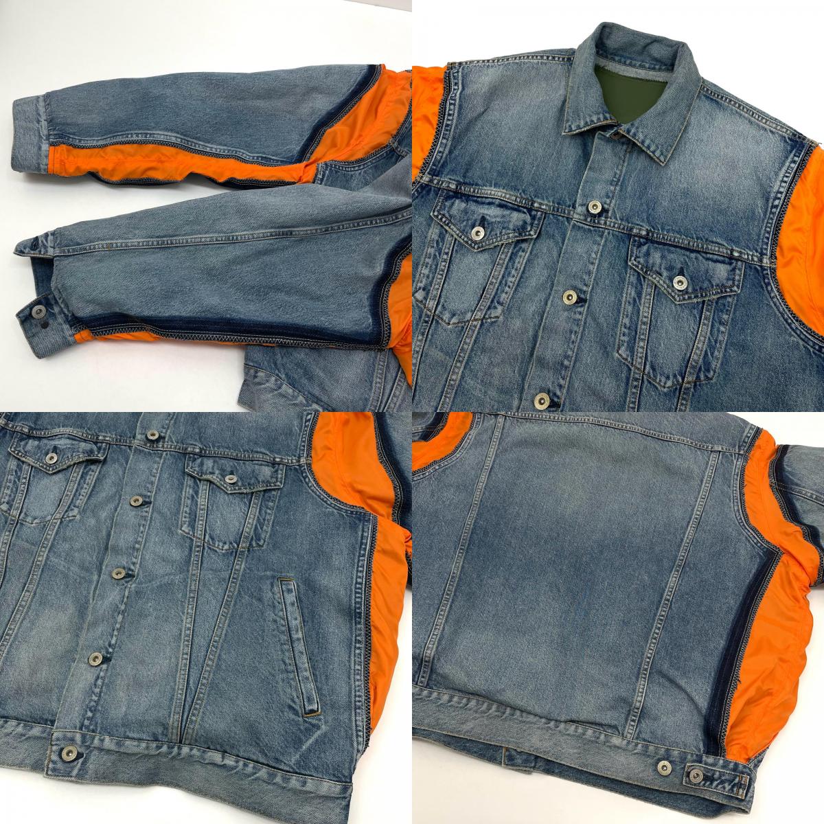 【中古】JUNYA WATANABE | ジュンヤワタナベ　26SS alpha industries / MA-1 CUSTOMIZED JACKET リバーシブルデニムジャケット　WQ-J911-100-1-4 カーキ×ブルー サイズ：L【尾張小牧店】