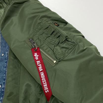 【中古】JUNYA WATANABE | ジュンヤワタナベ　26SS alpha industries / MA-1 CUSTOMIZED JACKET リバーシブルデニムジャケット　WQ-J911-100-1-4 カーキ×ブルー サイズ：L【尾張小牧店】