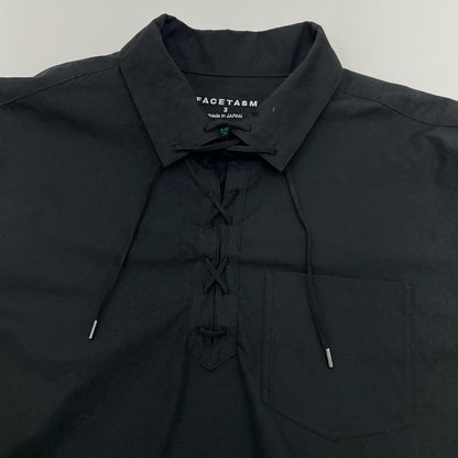 FACETASM | ファセッタズム LACE UP SHIRT 長袖シャツ MYK-SH-05 ブラック サイズ：3【尾張小牧店】