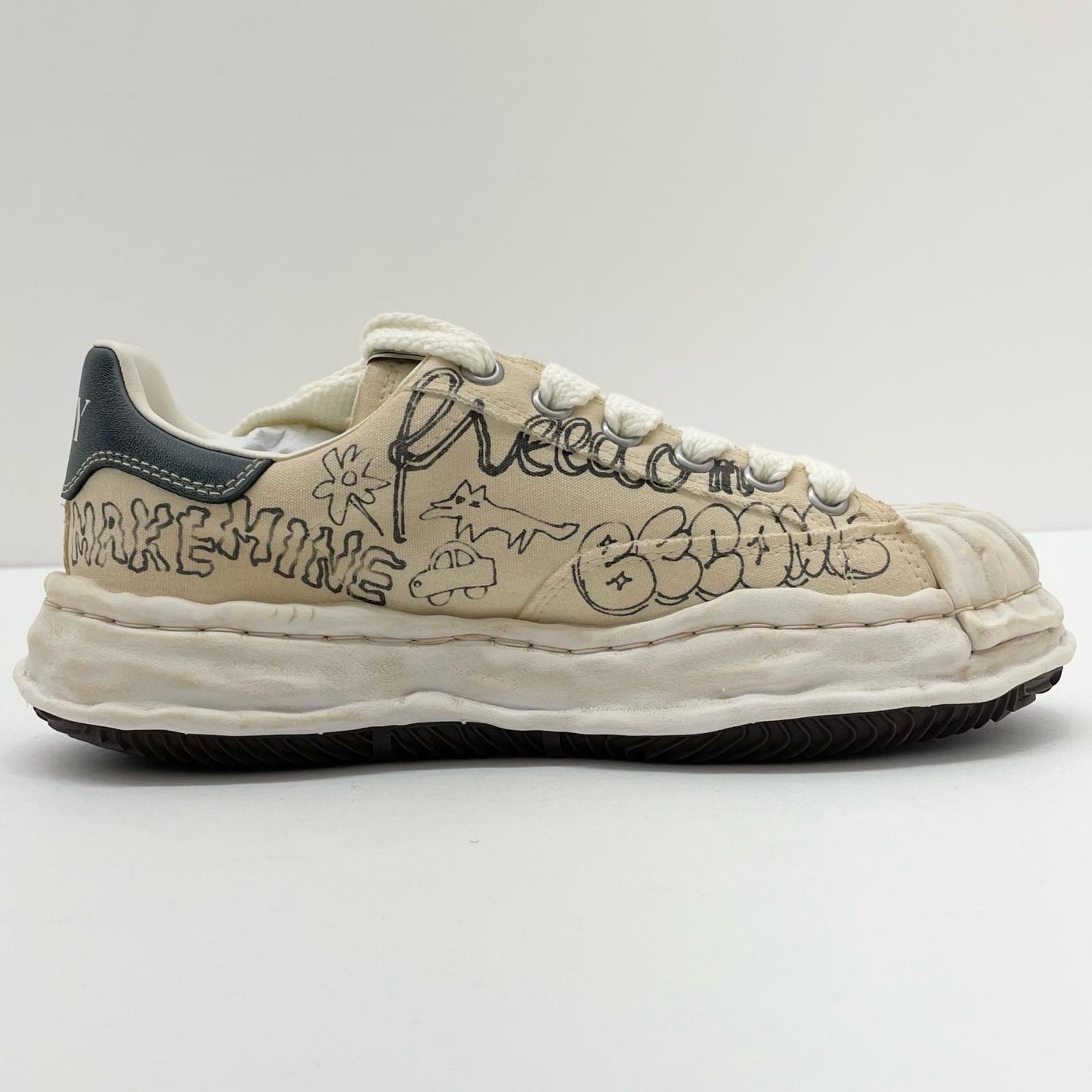 MIHARA YASUHIRO | ミハラヤスヒロ BLAKEY OG Sole Graffiti Printed Canvas Low スニーカー A16FW730 ホワイト サイズ：41