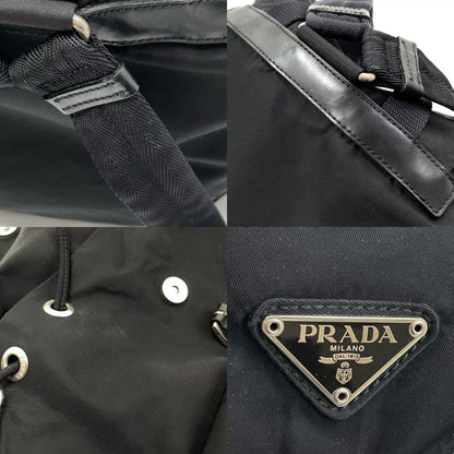 【中古】PRADA | プラダ リュックサック バックパック デイパック ナイロン 三角プレート ロゴ ブラック【尾張小牧店】