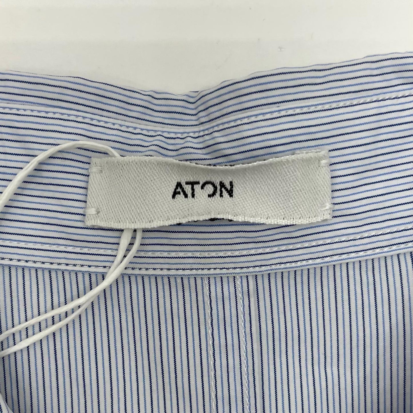 【中古】ATON | エイトン B/Shrinkboard Oversized Striped Shirt　ストライプ柄 長袖シャツ 7055537 ブルー×ホワイト サイズ：4【尾張小牧店】