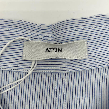 【中古】ATON | エイトン B/Shrinkboard Oversized Striped Shirt　ストライプ柄 長袖シャツ 7055537 ブルー×ホワイト サイズ：4【尾張小牧店】