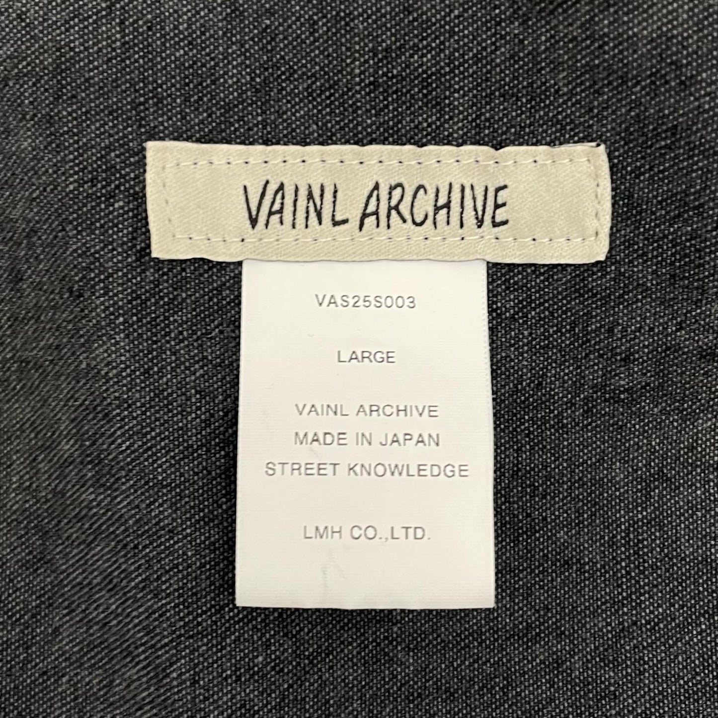 【中古】VAINL ARCHIVE | ヴァイナルアーカイブ　25SS 長袖シャツ VAS25S003 ブラック サイズ：L【尾張小牧店】