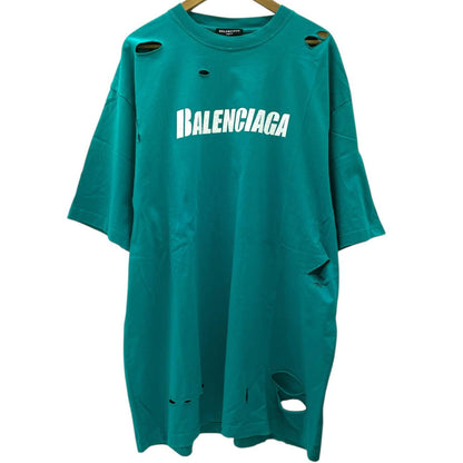BALENCIAGA | バレンシアガ Caps Destroyed Flatground Tee 半袖Ｔシャツ ブルー サイズ：S【尾張小牧店】