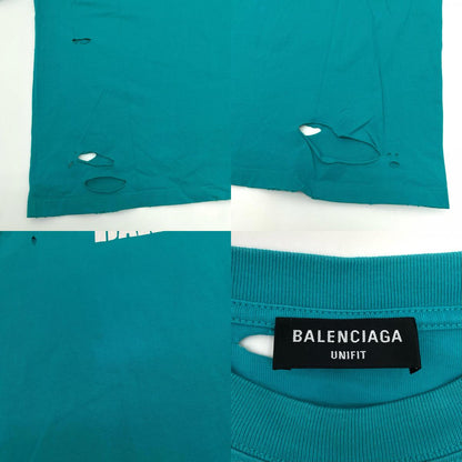 BALENCIAGA | バレンシアガ Caps Destroyed Flatground Tee 半袖Ｔシャツ ブルー サイズ：S【尾張小牧店】