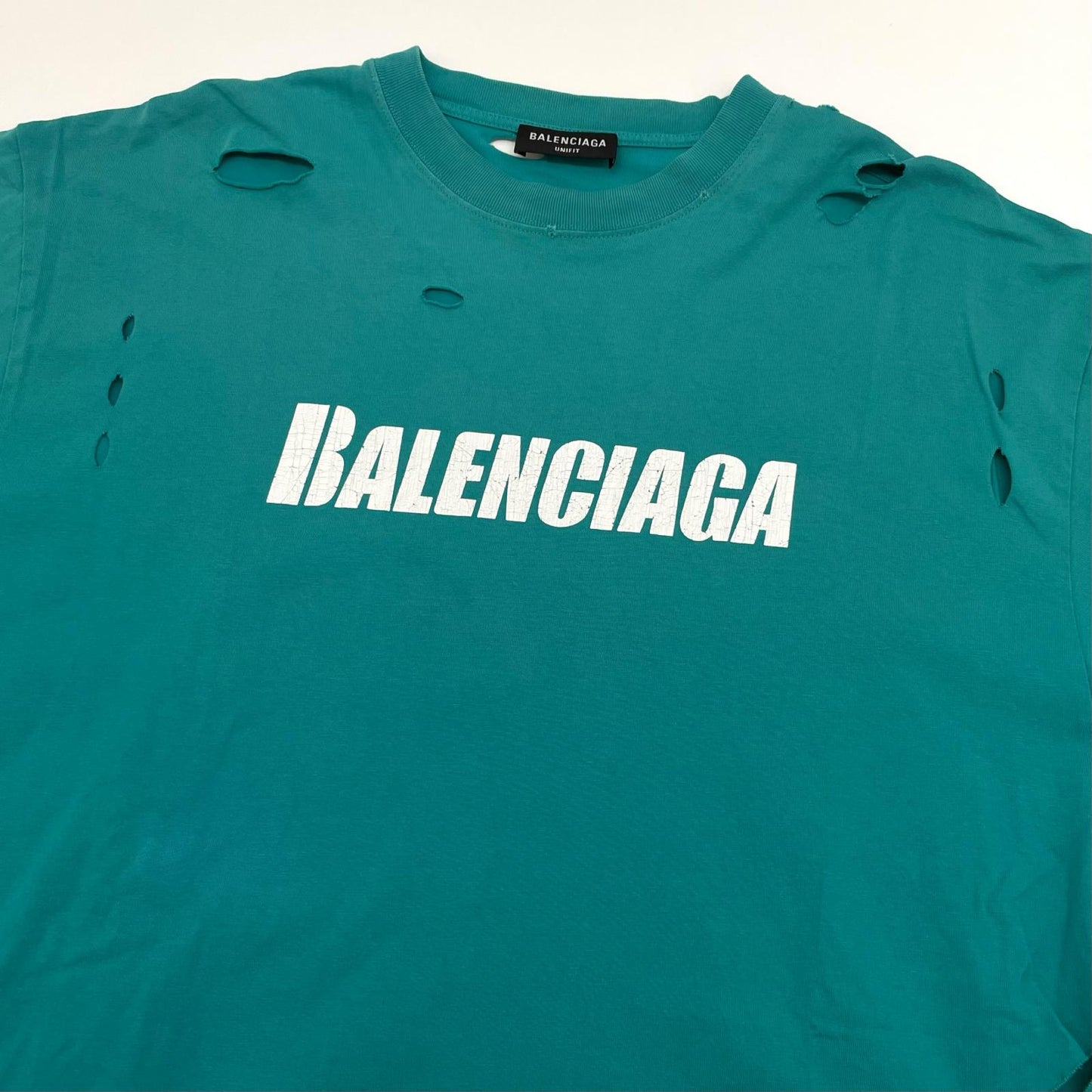 BALENCIAGA | バレンシアガ Caps Destroyed Flatground Tee 半袖Ｔシャツ ブルー サイズ：S【尾張小牧店】