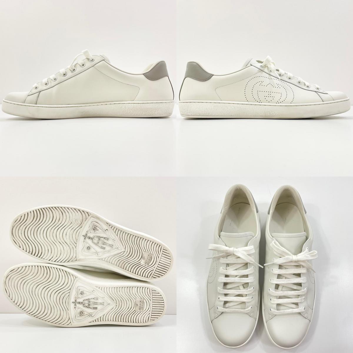 【中古】GUCCI | グッチ ローカットスニーカー エース インターロッキングG 牛革 カーフ 599147 ホワイト【尾張小牧店】